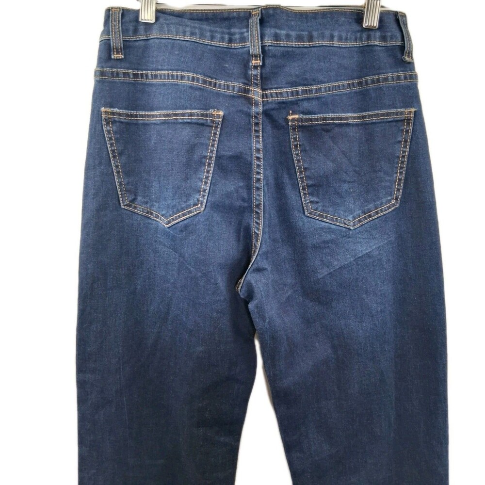 Bebe The Bling String Pearl Embellished Straight Leg Jeans Indigo Wash Size 6 - Picture 10 of 16